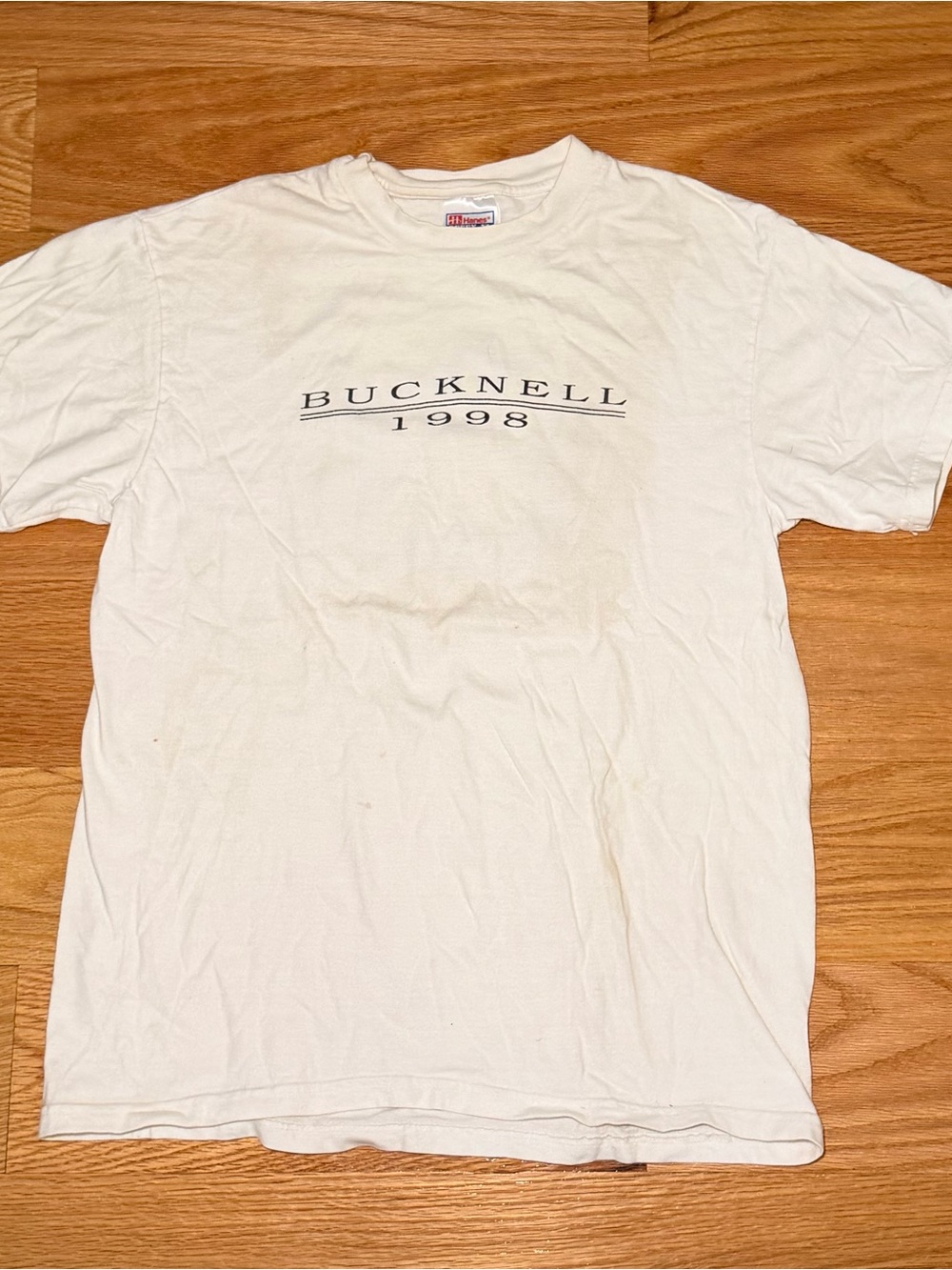 Vintage 1998 Bucknell Class of '98 White Graphic T-Shirt Hanes Beefy-T Medium